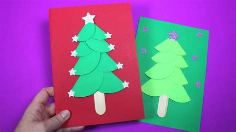 How To Make A Paper Christmas Tree Card Christmas Card Craft Youtube
