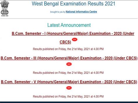 Calcutta University Bcom Result 2021 Declared For Odd Semester Students