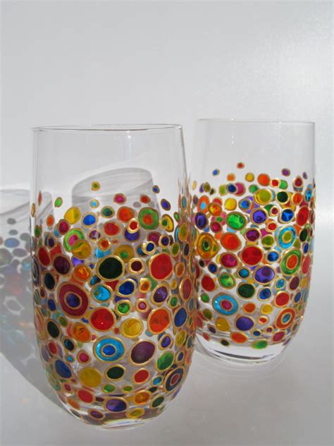 Rainbow Drinking Glasses Set Of 2 Bubbles Drinking Glasses Etsy Polska