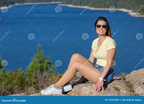 Girl Enjoying The Lake Stock Image Image Of Pretty