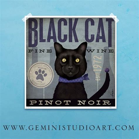 Black Cat Wine Company Pinot Noir Artwork Original Graphic Illustration