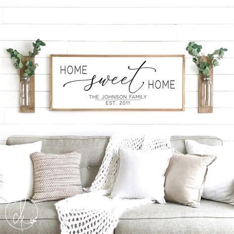 Home Sweet Home Sign Wood Framed Sign Home Wall Decor Etsy