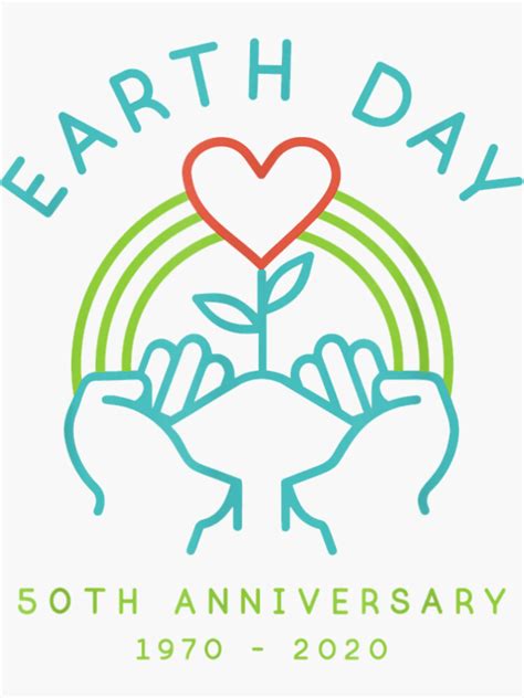 Earth Day 2020 50th Anniversary Hands Heart Ecology Symbol Sticker By