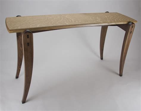 Hand Made Side Table With Quartersawn White Oak Top And Walnut Base By