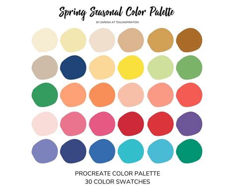 Spring Seasonal Procreate Color Palette Etsy Spring Color Palette