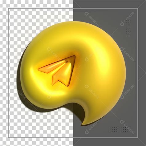 Ícone 3d Telegram Dourado Elemento Para Composição Psd Download Designi