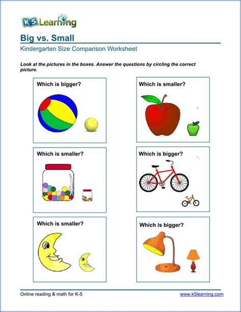 Kindergarten Size Comparison Worksheet Kindergarten Reading