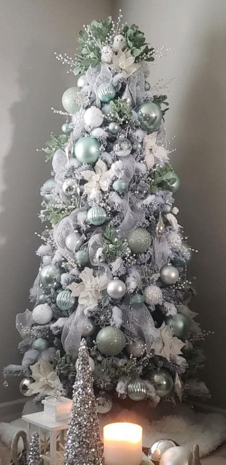 Beautiful Icy Mint Tree Grey Christmas Tree Frosted Christmas Tree