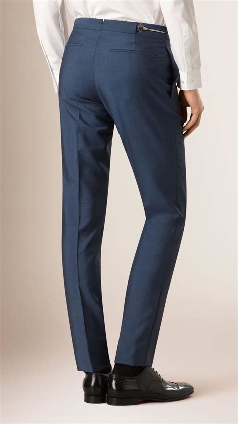 Lyst Burberry Slim Fit Wool Mohair Trousers In Blue For Men