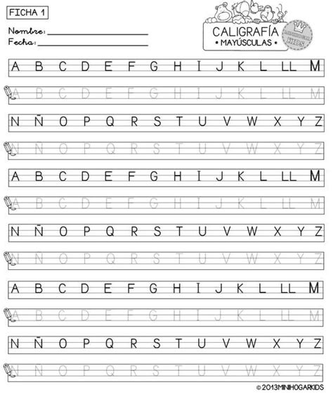 Fichas Del Abecedario En Manuscrito con imágenes Abecedario