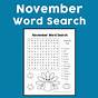 November Word Search Free Printable