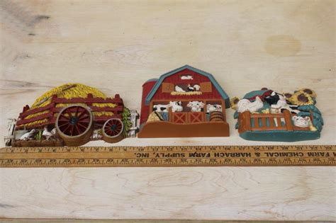 Farm Country Barn And Animals Burwood Vintage Plastic Wall Hanging Art