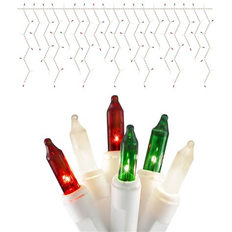 150 Count Red Green And White Frosted Mini Christmas Icicle Light Set