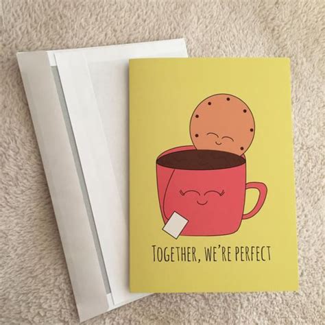 Cute Tea And Biscuit Love Card Cute Anniversary Card Funny Etsy