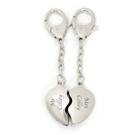 Engraved Wedding Two Hearts Keyring Free Personalisation Perfect