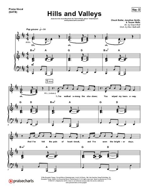 Hills And Valleys Sheet Music PDF Tauren Wells PraiseCharts