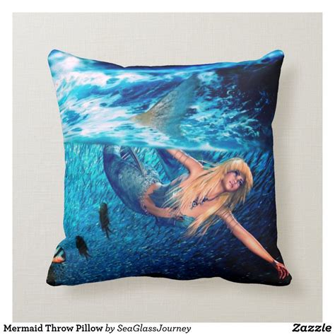 Mermaid Throw Pillow Zazzle Mermaid Throw Pillows Throw Pillows