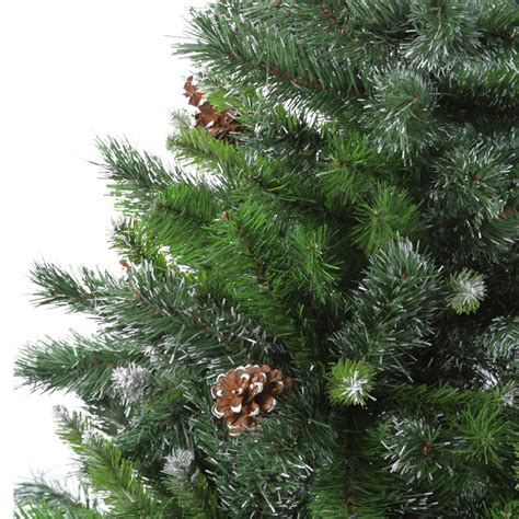 4 Snowy Delta Pine With Pine Cones Full Artificial Christmas Tree
