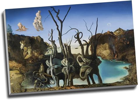 Salvador Dali Swans Reflecting Elephants Canvas Print Wall Art Picture