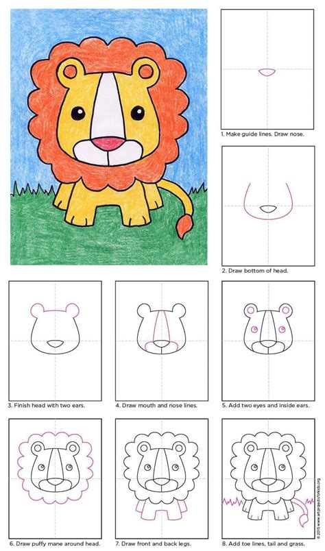 Lion Drawing Step By Step Drawing Lessons For Kids Easy Drawings For