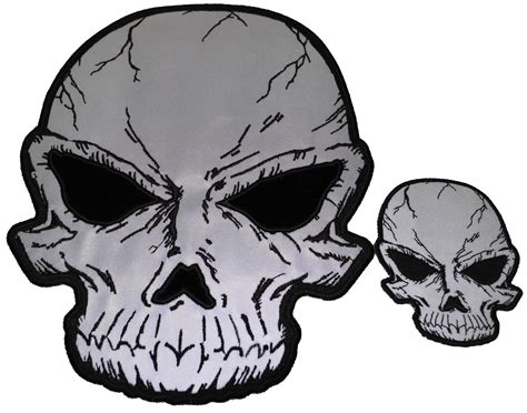 Reflective Skulls 2 Piece Large And Small Patch Set Skull Patches