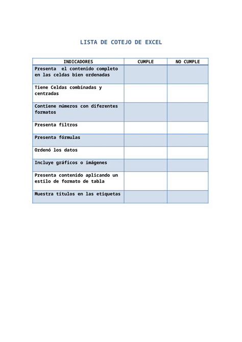 Docx Lista De Cotejo De Excel Dokumen Tips