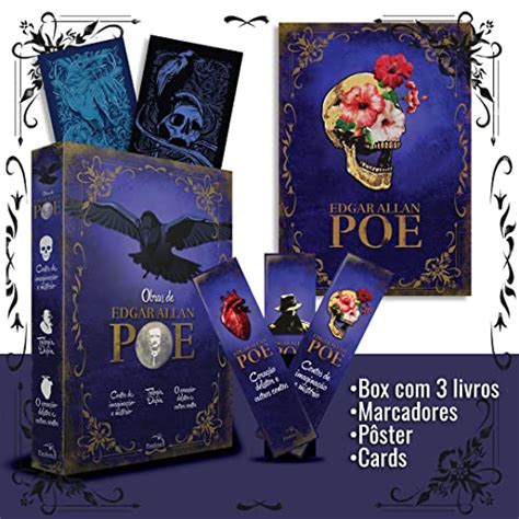 Edgar Allan Poe 3 Livros Com Marcadores E Pôster Box Obras De Edgar