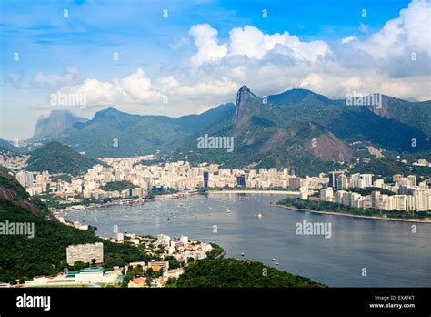 Aerial View Of The City And Serra Da Carioca Mountains With Botafogo