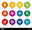 Astrological signs of the zodiac in rainbow colored gradients. Twelve ...