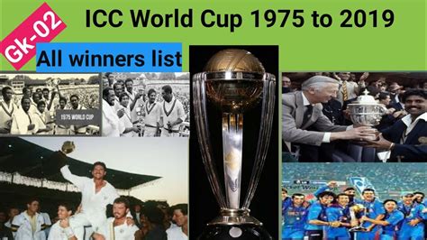 Icc Cricket World Cup Winner 1975 To 2019 L Cricket World Cup Winners L