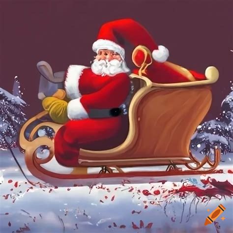 Santa Claus In His Sleigh On Craiyon