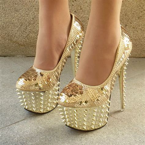 Gold Shoes Heels Cute High Heels High Heels Stilettos