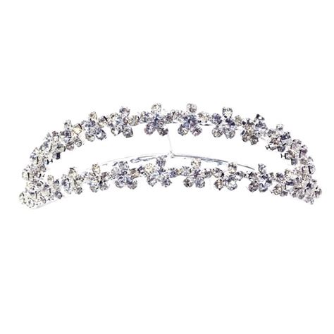 kate marie cwn dh3392 rhinestone crown tiara headband in silver