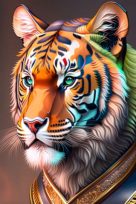 Lexica Centered Detailed Portrait Of A Masked Tiger Wearing A