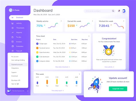 Time Tracking And Productivity Monitoring Tool Dashboard Web App