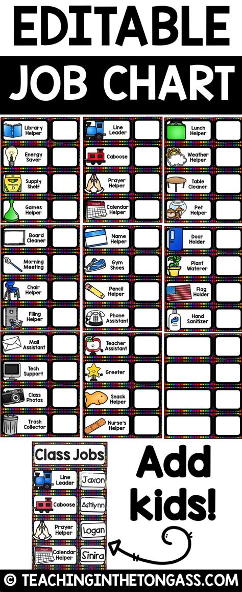 Classroom jobs also teach children responsibility. Classroom Job Chart | Classroom job chart, Job chart ...