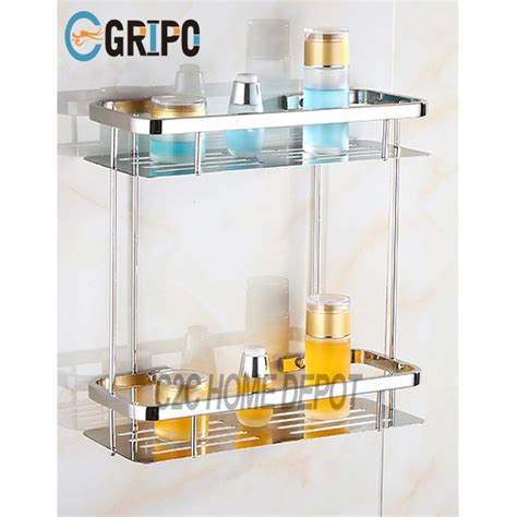 Gripo Sus304 Stainless Rectangular 2 Layers Bath Rack Gp427sd Shopee