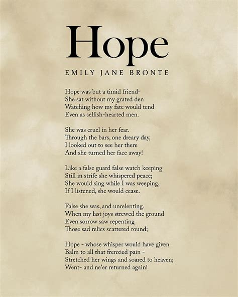 Hope Emily Jane Bronte Poem Literature Typography Print 3