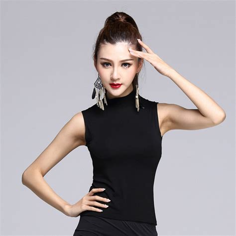 New Arrival Adult Latin Dance Tops Sexy Sleeveless Black Red Dance Wear Soft Comfortable Dance