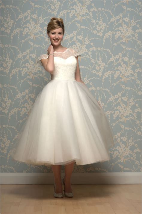 lilyanna tea length wedding dress  sleeves  white