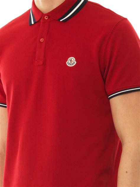 Moncler Cottonpiqué Polo Shirt In Red For Men Lyst