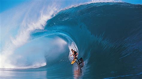 Hd Wallpaper Yellow Surfing Board Wave Tahiti Sport Extreme Sports