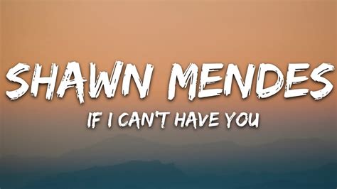 Shawn Mendes If I Cant Have You Lyrics Youtube