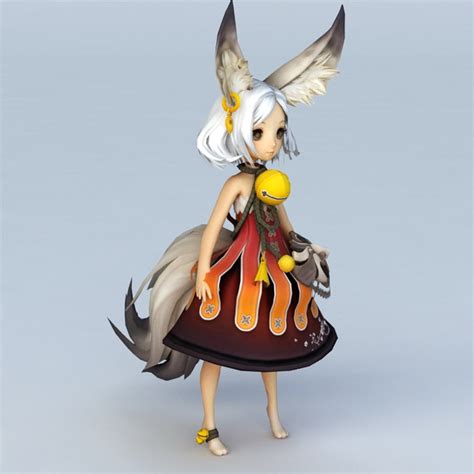 Anime Fox Girl Character 3d Model 3ds Max Files Free Download