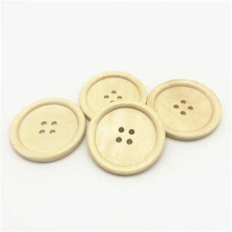 40pcs 50mm Extra Large Wood Natural Buttons 4 Holes Round Sewing Button