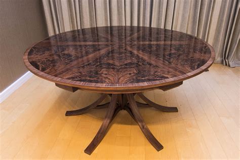 George johnson of johnson furniture, who specializes in expanding circular dining tables, demonstrates how this style of table doubles in . Walnut Curl Expanding Circular Dining Table — Johnson ...