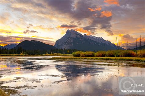 Mount Rundle And Vermillion Lakes Stock Photo