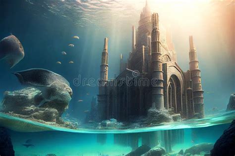 Mythical Underwater City Atlantis Generative Ai Depicting A Lost