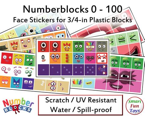 Numberblocks 0 100 Face And Body Stickers Waterproof Etsy