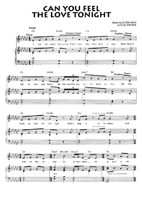 Disney Can You Feel The Love Tonight Piano Sheet Music Easy Sheet Music